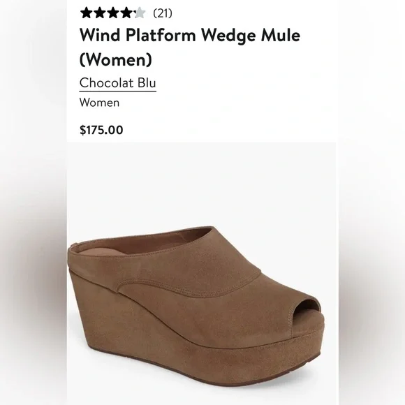 Chocolat Blu Wind Tan Leather Platform Wedge Peep Toe Sandals, Women’s Size 8 - Picture 7 of 9